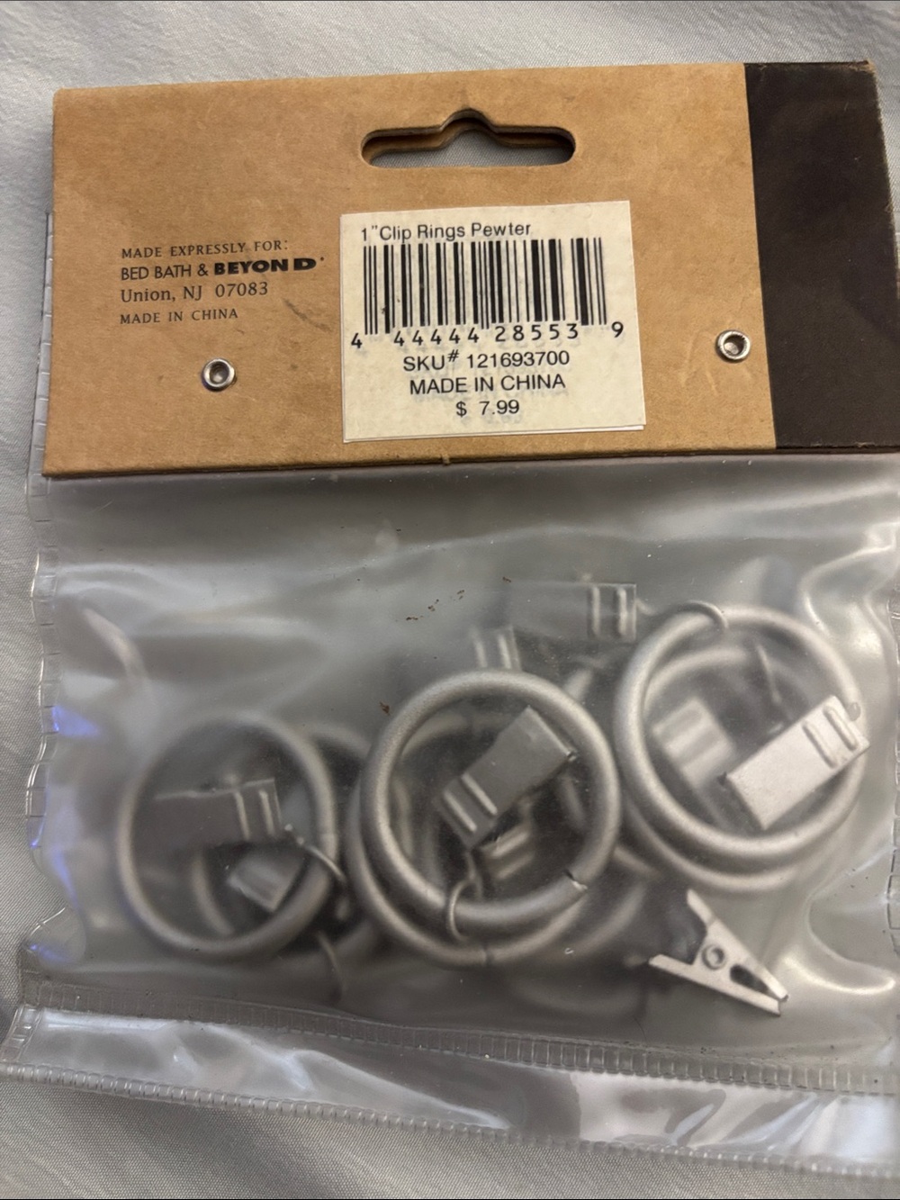 NEW Silver Clip Drapery Curtain Rings - 10 One Inch Rings - Picture 2 of 2